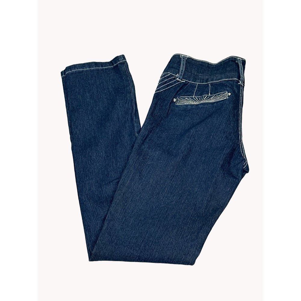 Aviva Jeans Womens 30 Blue Denim Low Rise Straight Leg Button Fly Bottoms Pants